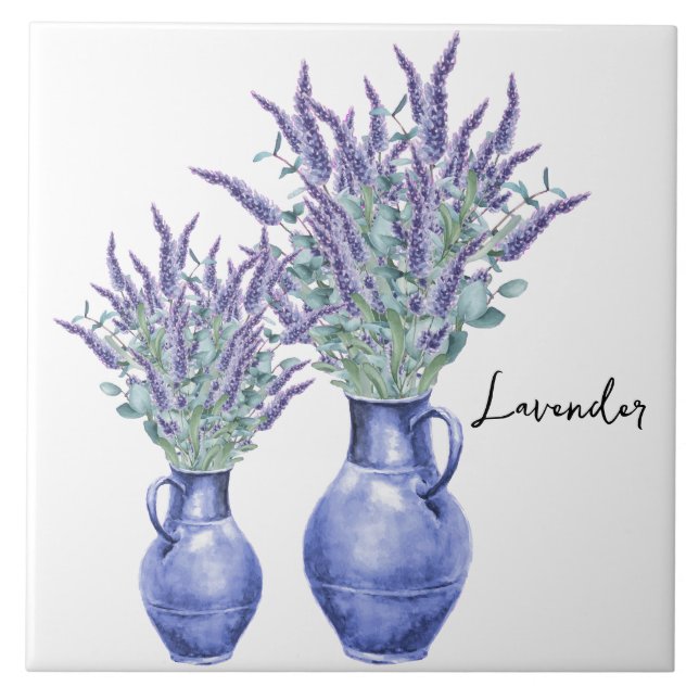 Ceramic Tile/Trivet-Floral Lavender Tile (Front)
