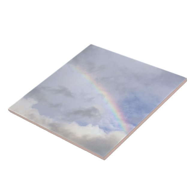 CERAMIC TILE/TRIVET, "RAINBOW IN THE CLOUDS" TILE (Side)