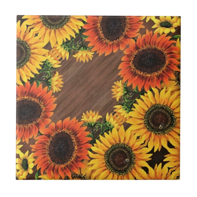 Ceramic Tile / Trivet - Sunflowers (Front)