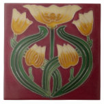 Ceramic Tile - Tulips Fireplace Art Nouveau Tile<br><div class="desc">Beautiful art nouveau tulips design printed on a ceramic tile.</div>