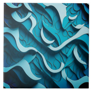 Ceramic Tile " Turquoise Waves II" 