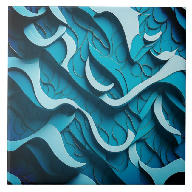 Ceramic Tile " Turquoise Waves II"  (Front)