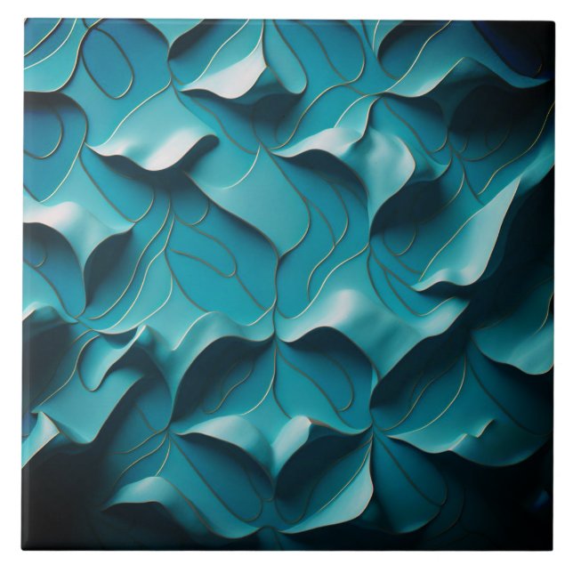 Ceramic Tile " Turquoise Waves III"  (Front)