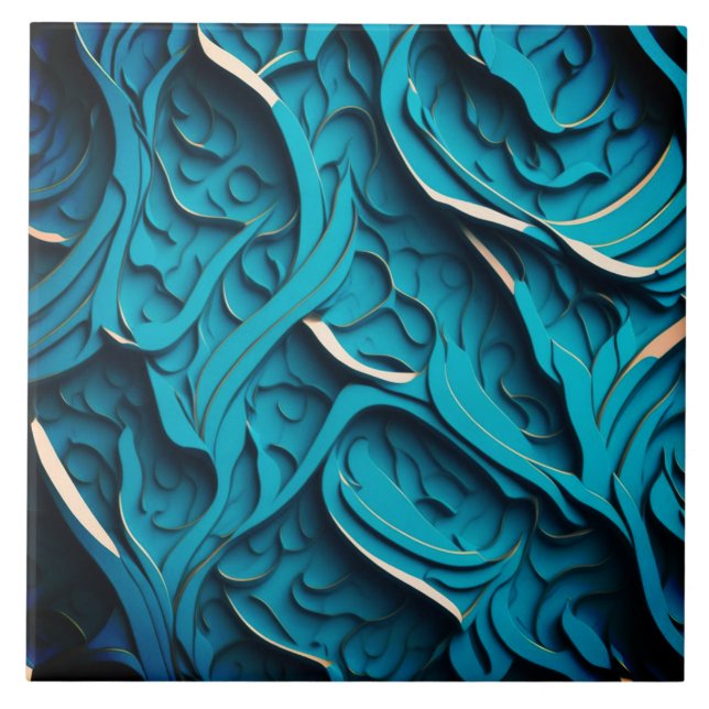 Ceramic Tile " Turquoise Waves IV"  (Front)