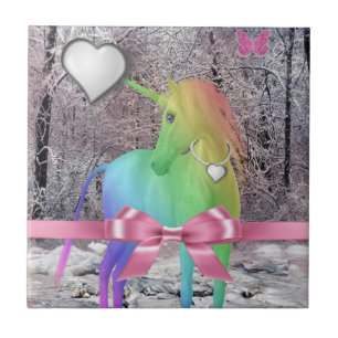 Ceramic Tile Unicorn Pink Bow
