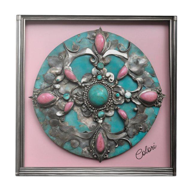 Ceramic Tile Verdigris and Pink (Front)