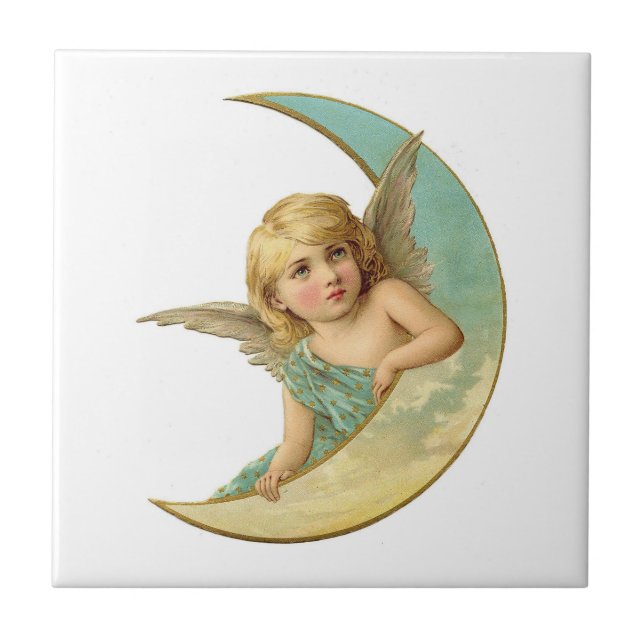 CERAMIC TILE: VICTORIAN VICTORIAN ANGEL AND MOON CERAMIC TILE (Front)