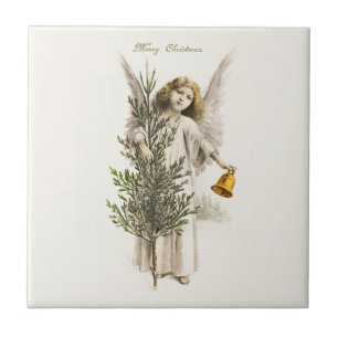 CERAMIC TILE : VINTAGE CHRISTMAS ANGEL
