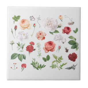 CERAMIC TILE : VINTAGE FLOWERS