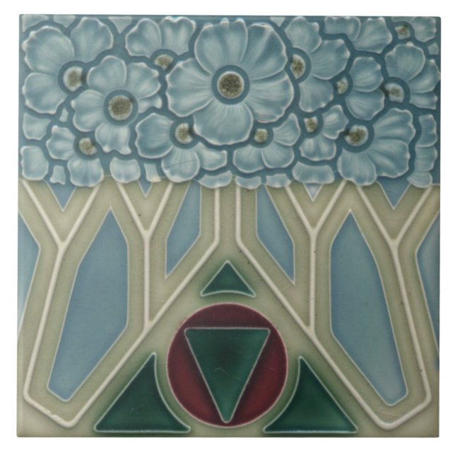 Ceramic Tile - Vintage Looking Art Nouveau Floral (Front)