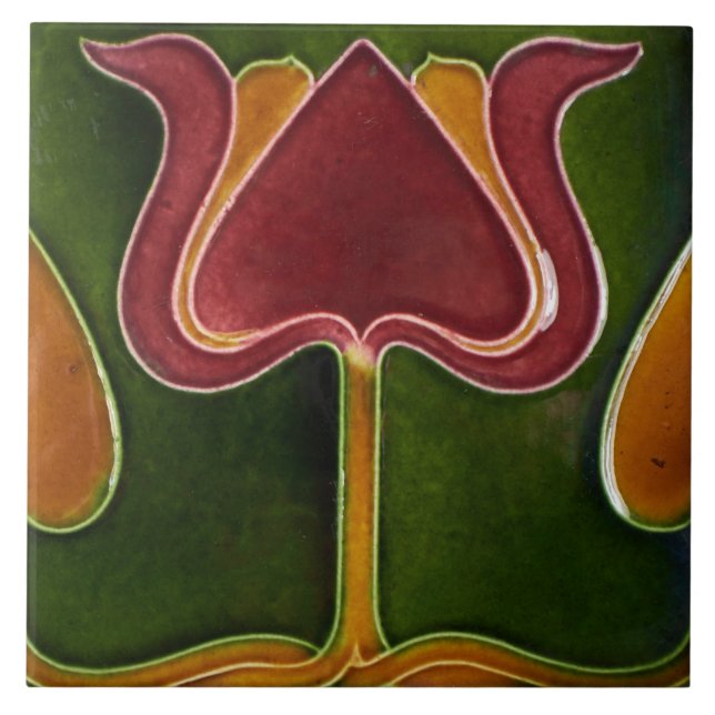 Ceramic Tile - Vintage Tulip Art Nouveau (Front)