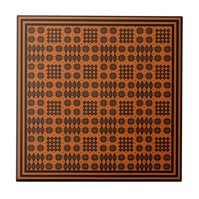 Ceramic Tile: Welsh Tapestry Pattern, Terracotta Ceramic Tile (Front)