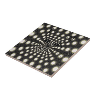 Ceramic Tile White and Black Circular Cats