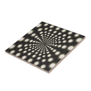 Ceramic Tile White and Black Circular Circles