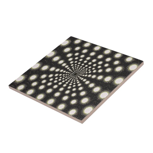 Ceramic Tile White and Black Circular Circles (Side)