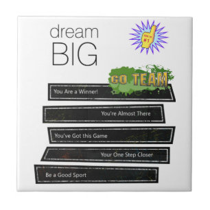 Ceramic Tile White and Black Dream Big Sports