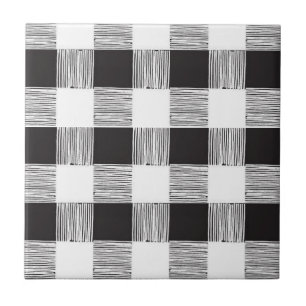 Ceramic Tile White and Black Plaid