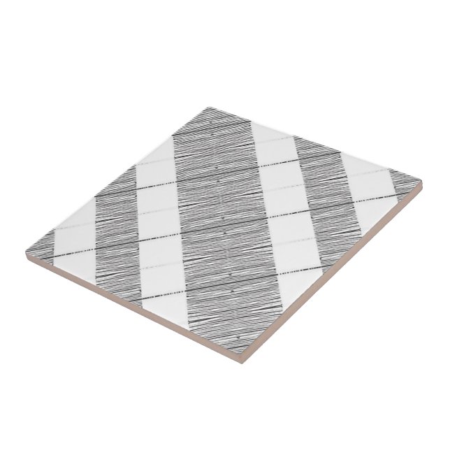 Ceramic Tile White and Black Plaid (Side)