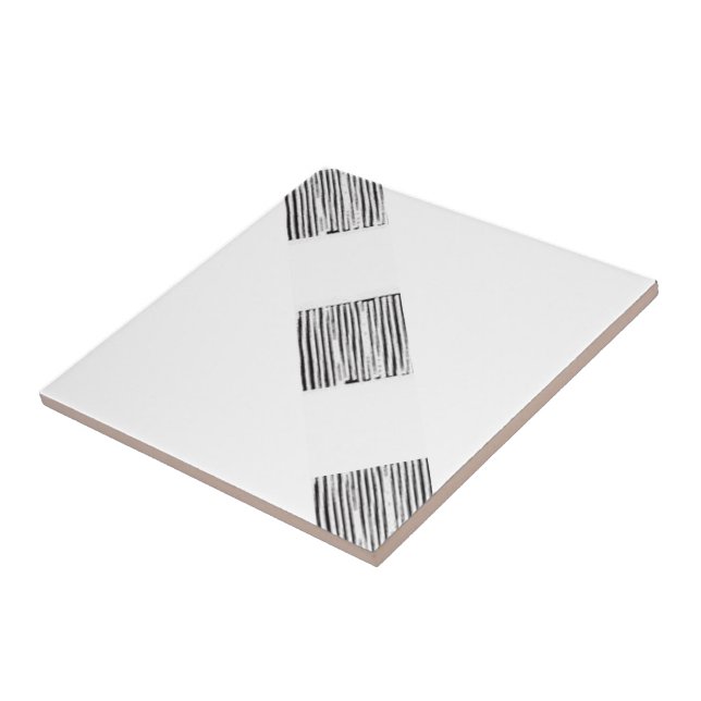 Ceramic Tile White and Black Plaid (Side)