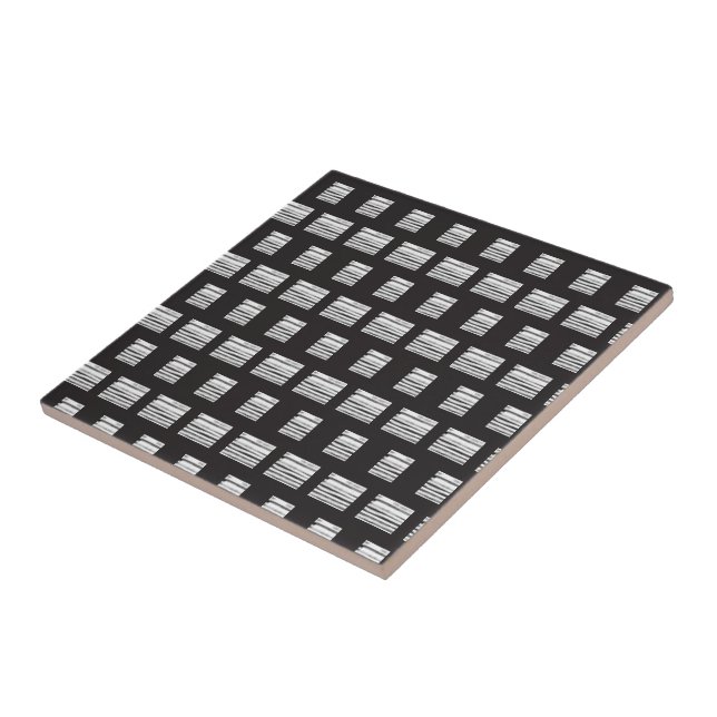 Ceramic Tile White and Black Plaid Square (Side)