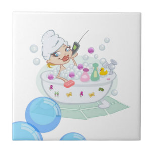 Ceramic Tile White Bath Time Bubbles