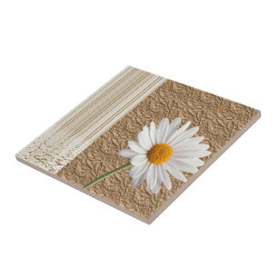 Ceramic Tile White Daisy Floral