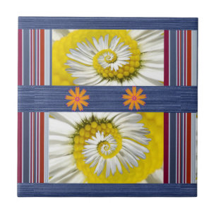 Ceramic Tile White Daisy Floral