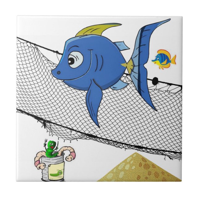 Ceramic Tile White Fish Net, Worms Fishing Net (Front)