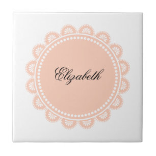 Ceramic Tile White Pink Lace