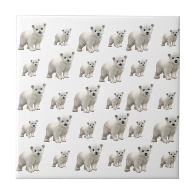 Ceramic Tile White Polar Bears (Front)