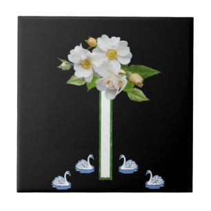 Ceramic Tile White Swan Floral