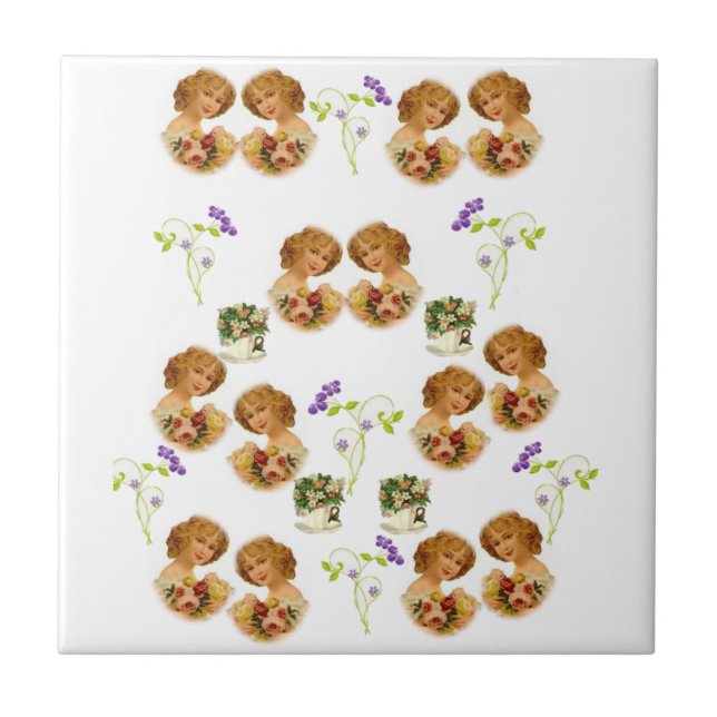 Ceramic Tile White Victorian (Front)