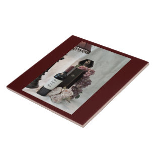 Ceramic Tile Wine, Grapes and Roses