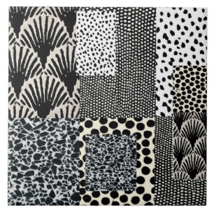 ceramic tile with bold black and white design