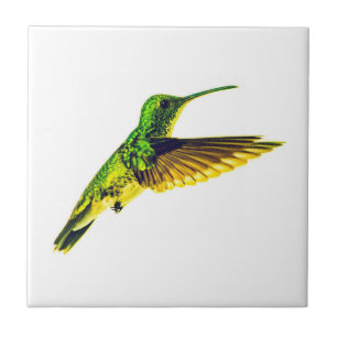 Ceramic tile with hummingbird design