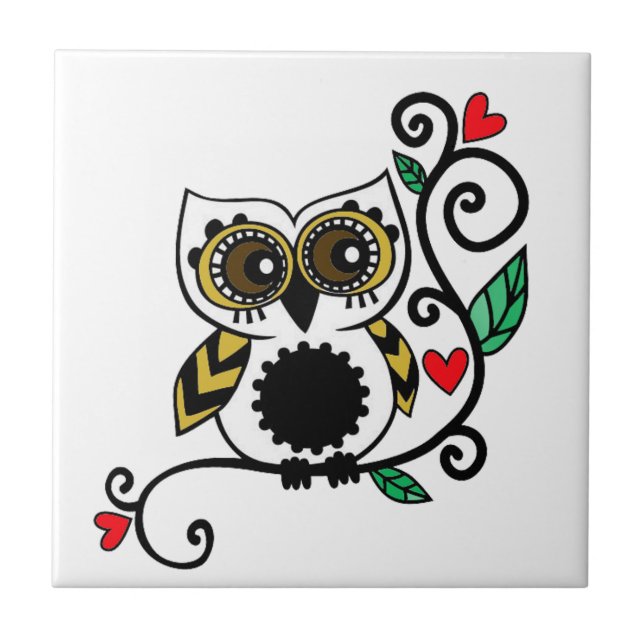Ceramic tile with owl design (Front)