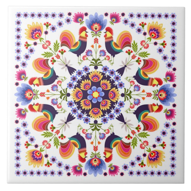 Ceramic tile with polish pattern folk (Front)