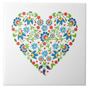 Ceramic tile with polish pattern folk