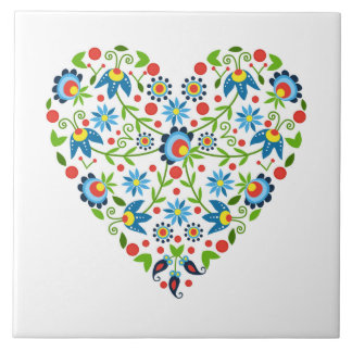 Ceramic tile with polish pattern folk