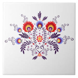 Ceramic tile with polish pattern folk