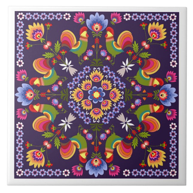 Ceramic tile with polish pattern folk (Front)