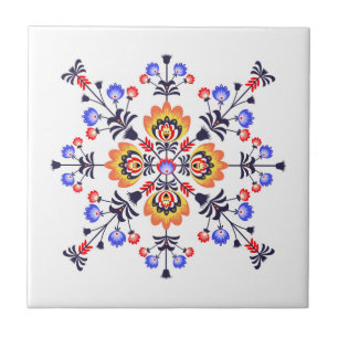 Ceramic tile with polish pattern folk