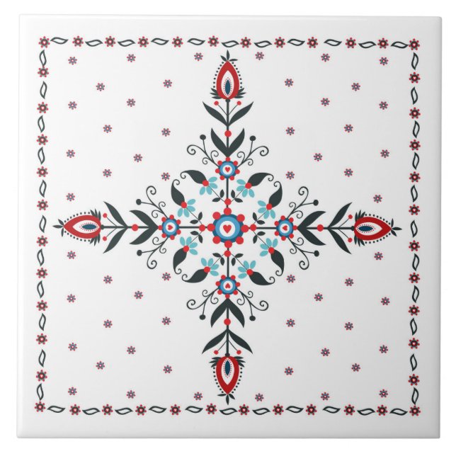 Ceramic tile with polish pattern folk (Front)