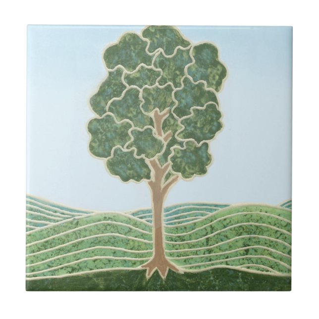 Ceramic tile with Primitive Tree image (Front)