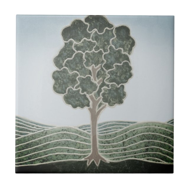 Ceramic tile with Primitive Tree image (Front)