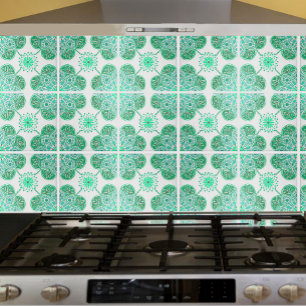 Ceramic Tile with repeating  green design