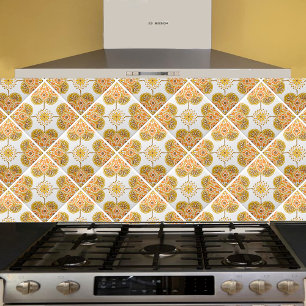 Ceramic Tile with repeating ochre design