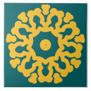 Ceramic Tile with white border, Multicolor design