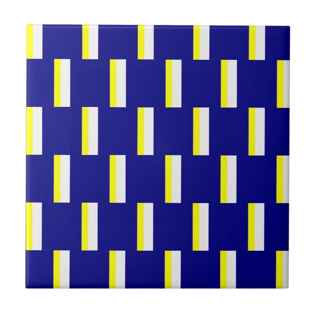 Ceramic Tile Yellow & Blue White Stripe  (Front)