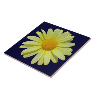Ceramic Tile - Yellow Daisy on Midnight Sky